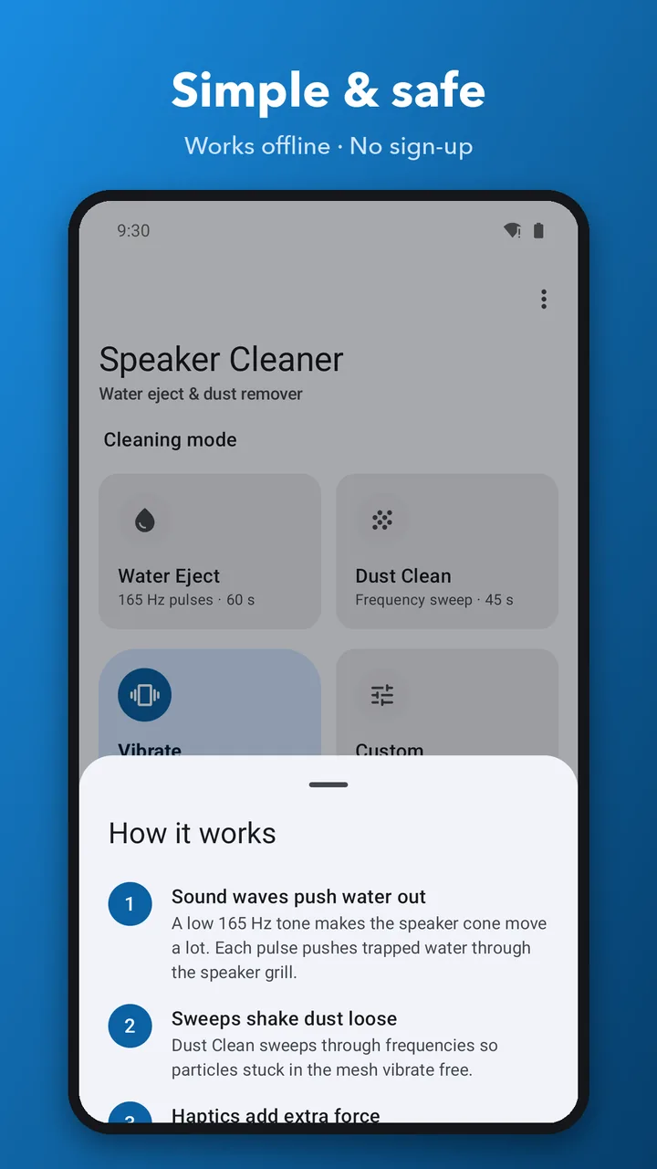 Simple, safe and works offline